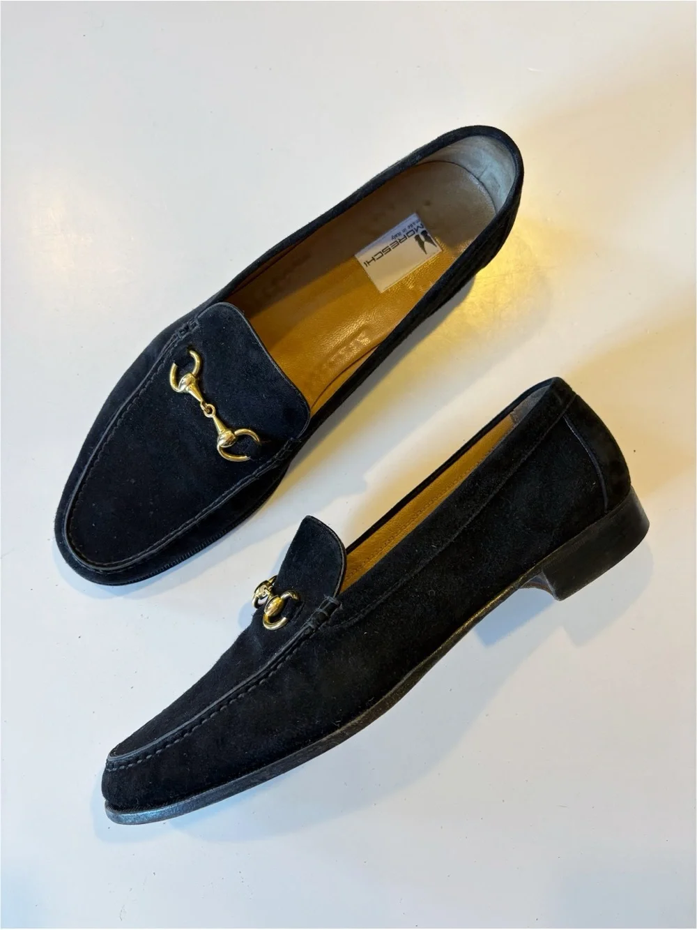 Moreschi ||‎ Italian Suede Horsebit Loafers Bit Black Gold 11.5